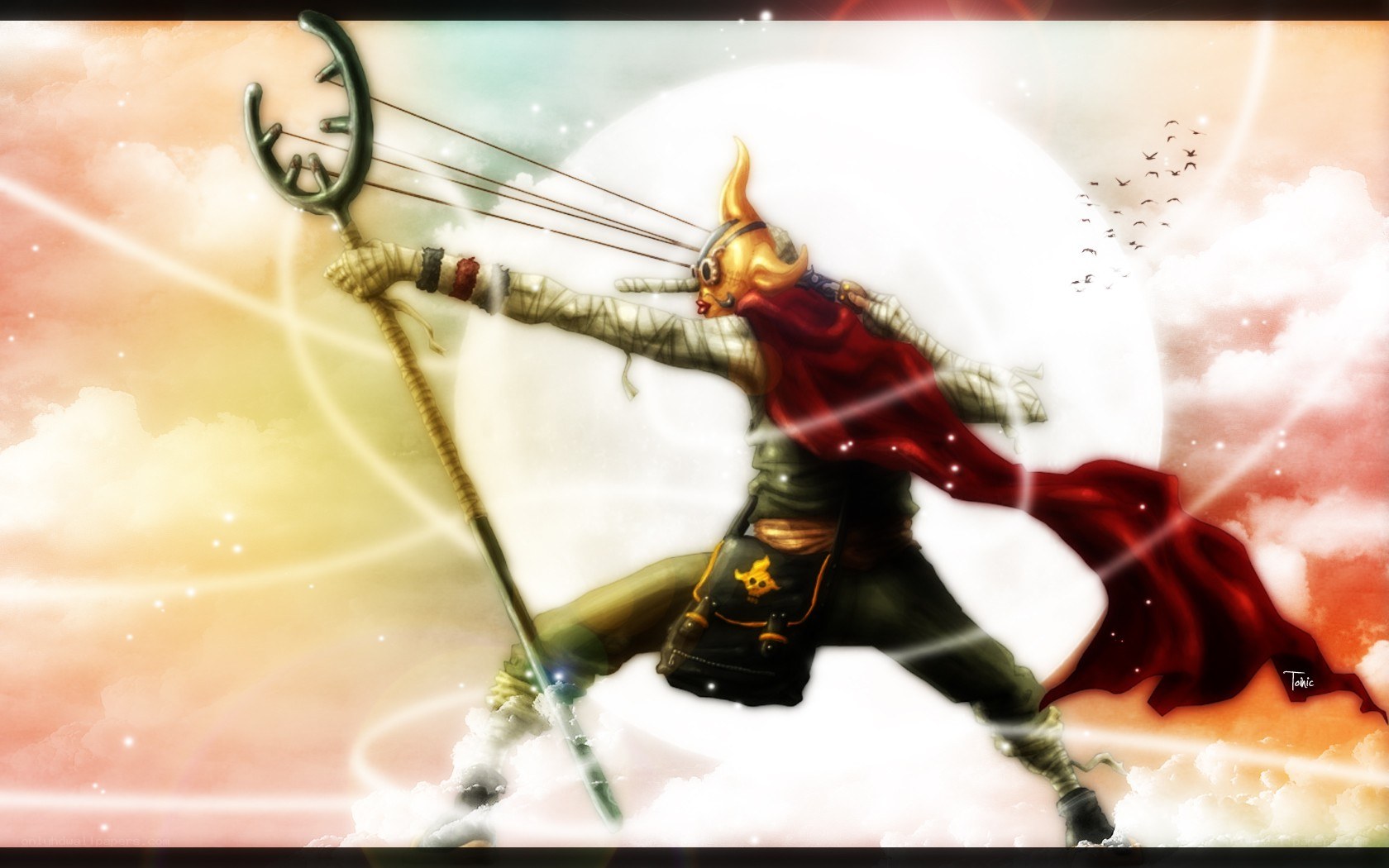 warrior with bow in sky