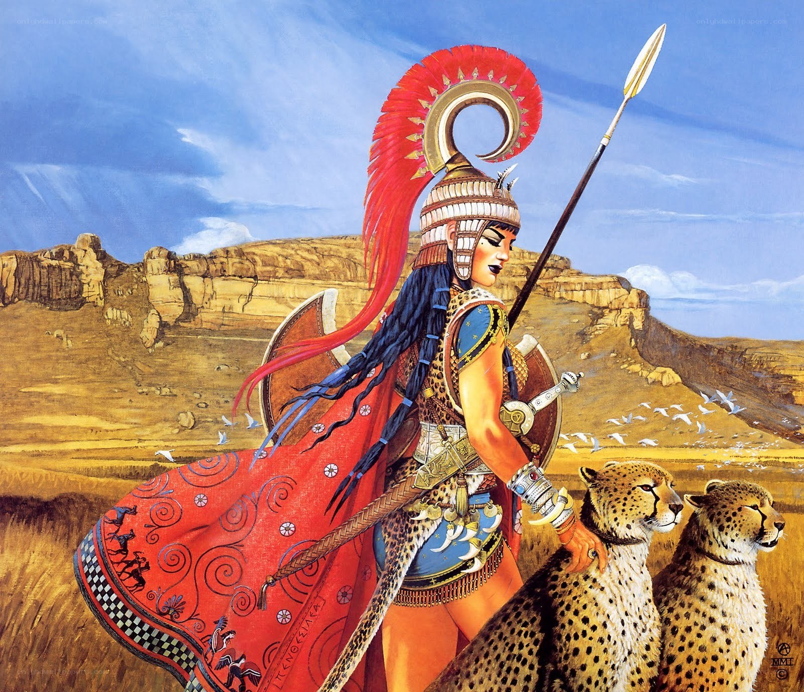 Warrior with cheetahs