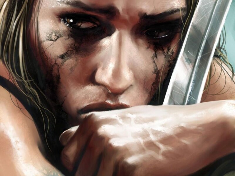 warrior with cracked face