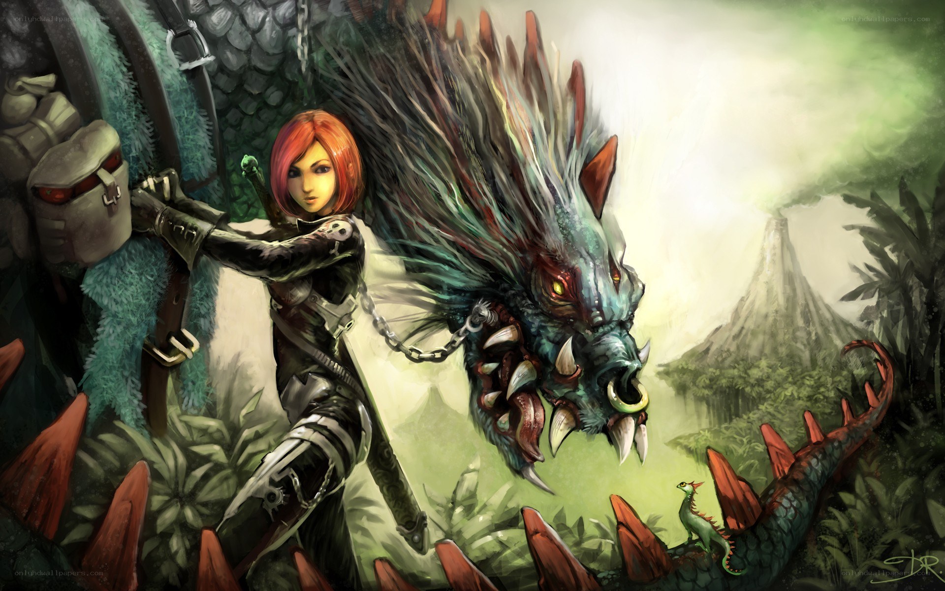 warrior with dragon companion