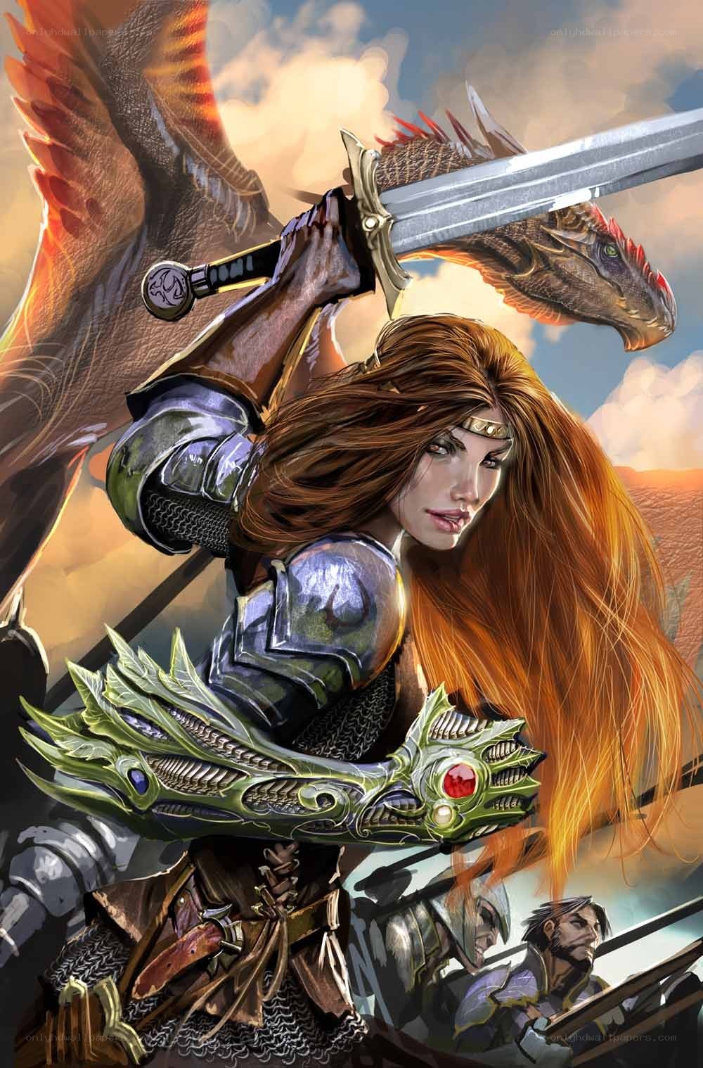 Warrior with dragon companion