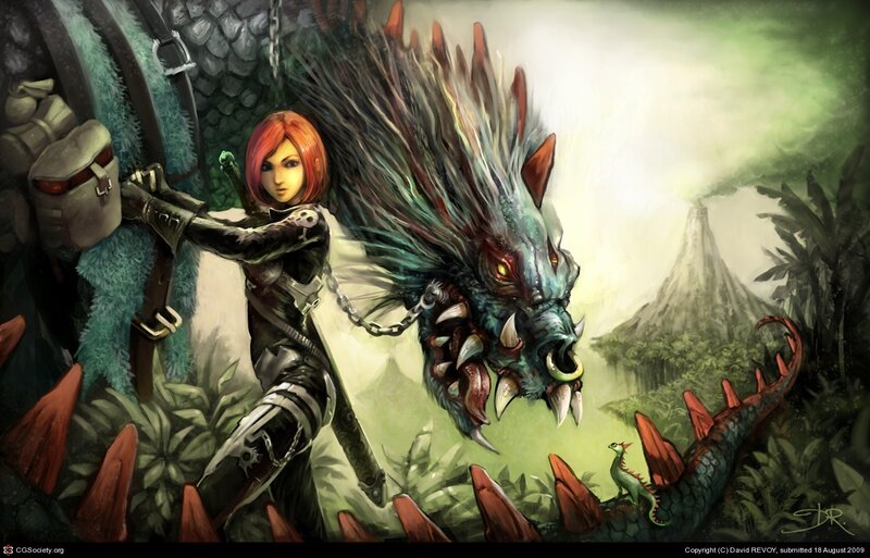 warrior with dragon companion