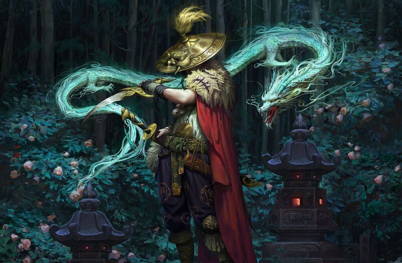 Warrior with Dragon — Green