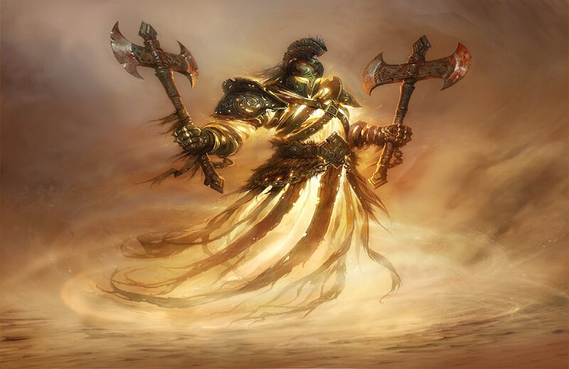 Warrior with Dual Axes — Brown
