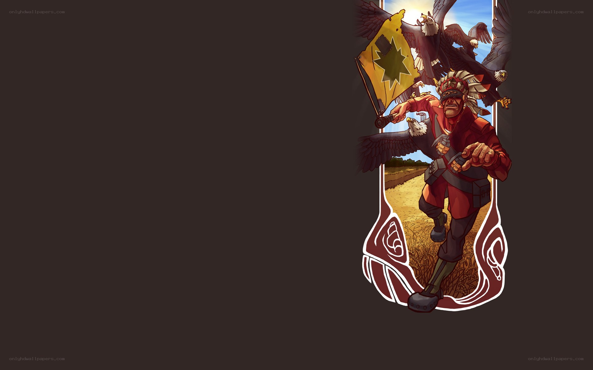 warrior with eagle and flag