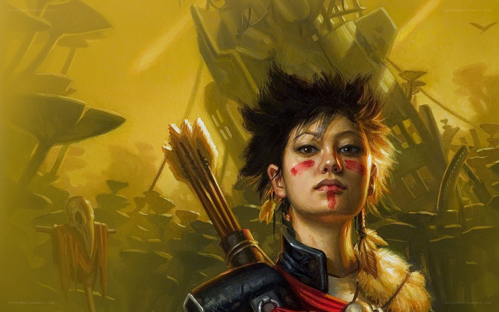 warrior with face paint and arrows