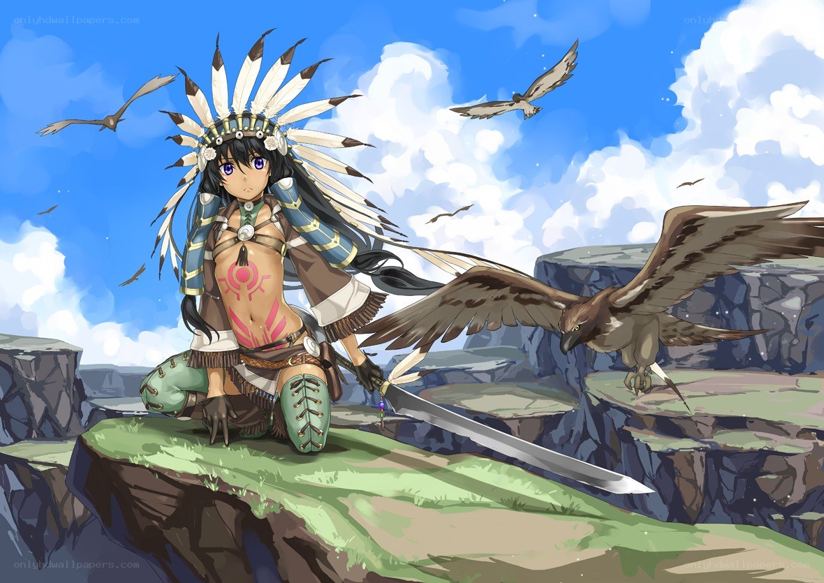 warrior with feather headdress