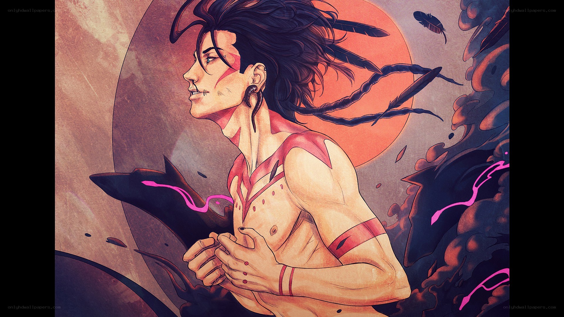 warrior with feathered hair