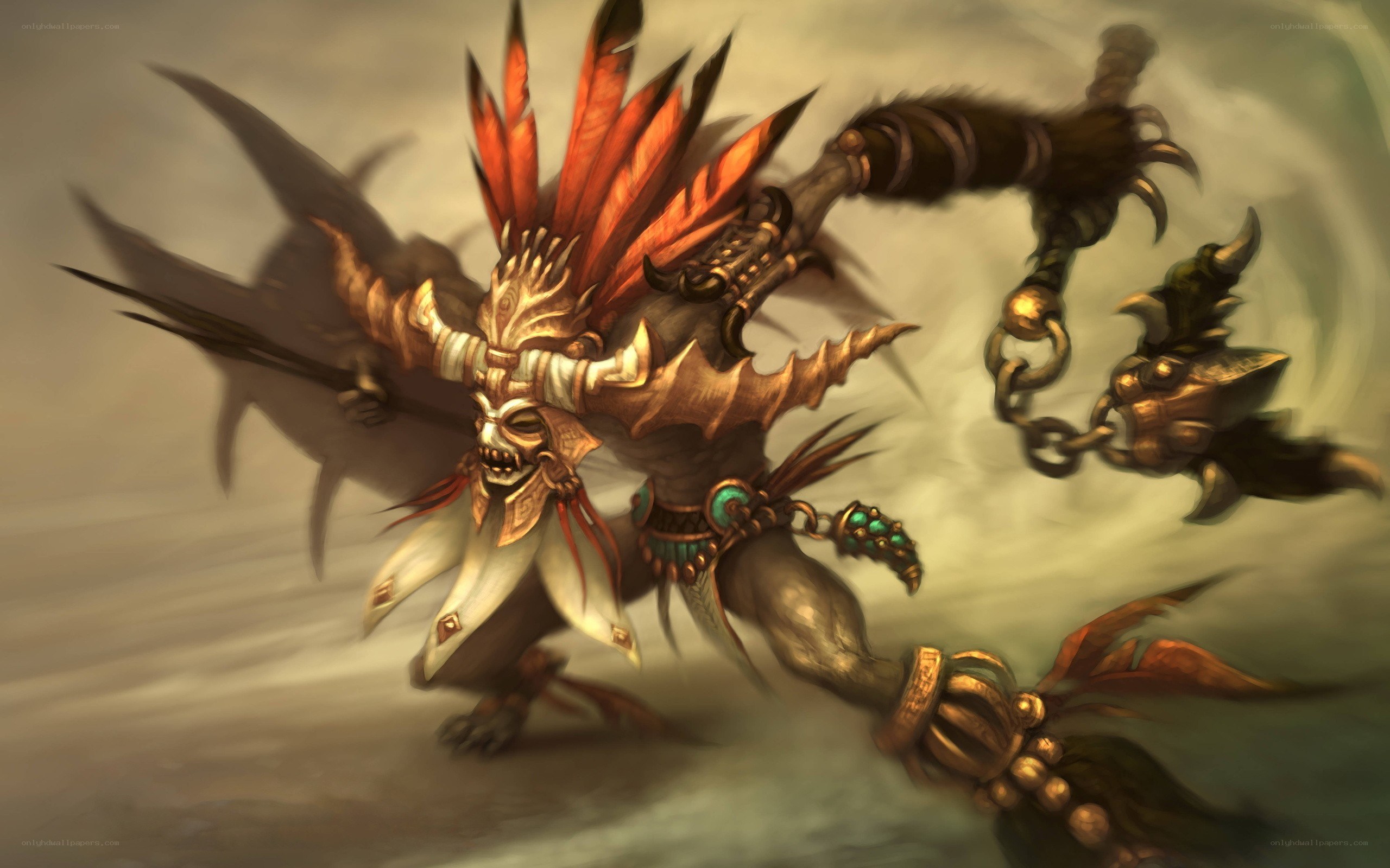 warrior with feathered headdress