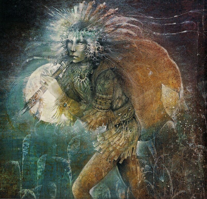 Warrior with Feathered Headdress — Brown, Dramatic