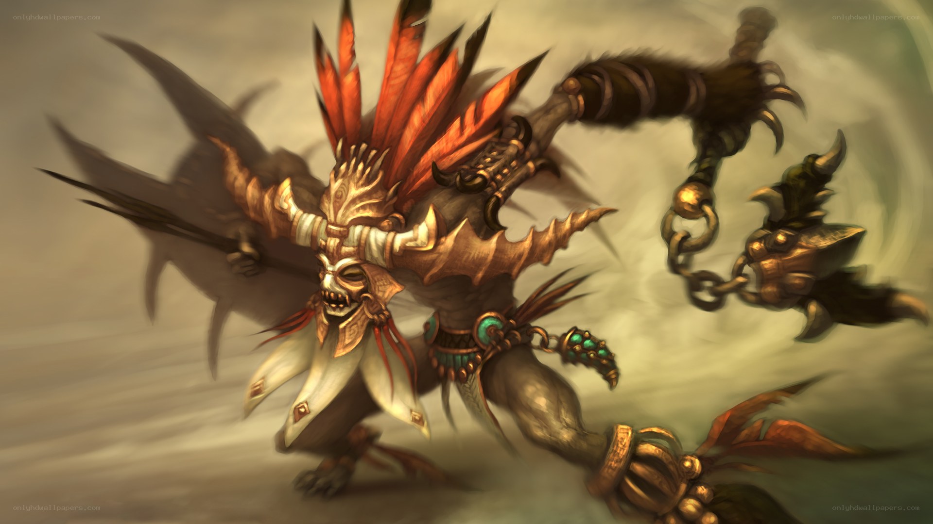 warrior with feathered headdress