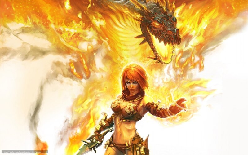 warrior with fire dragon