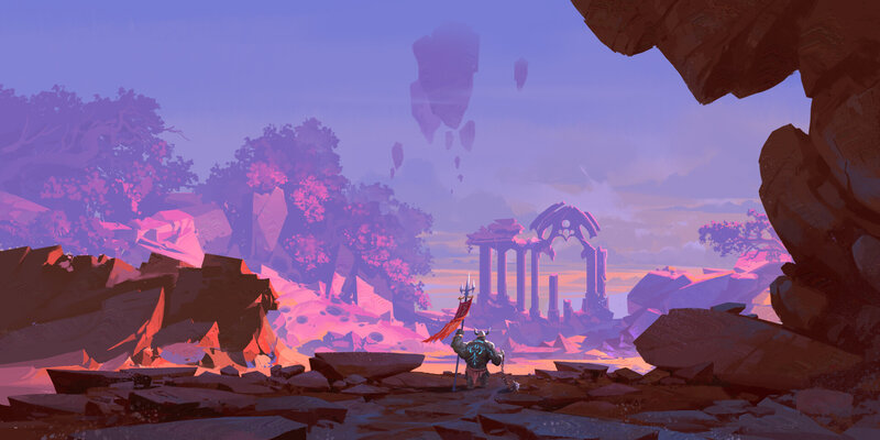 Warrior with Flag — Purple