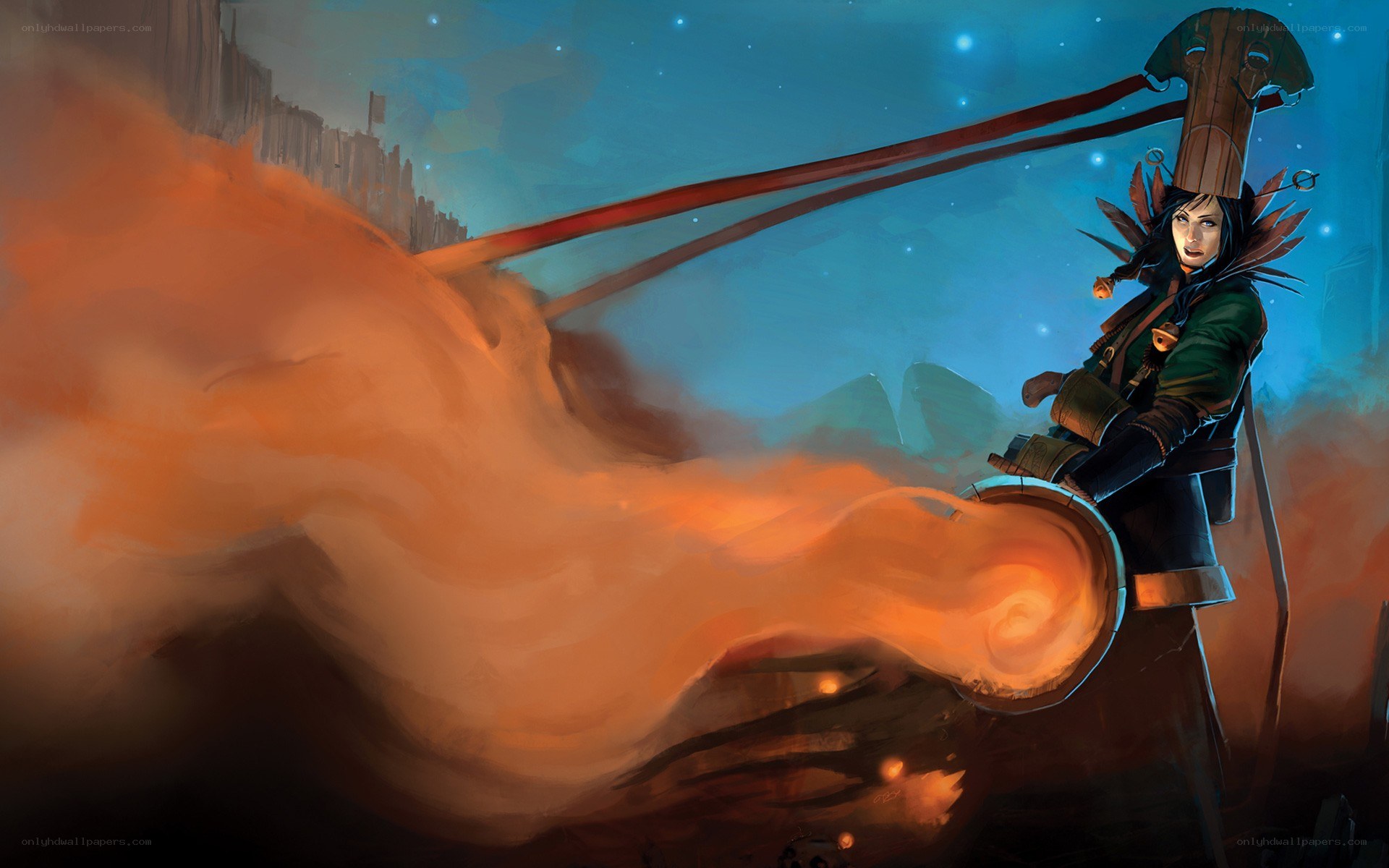Warrior with flamethrower