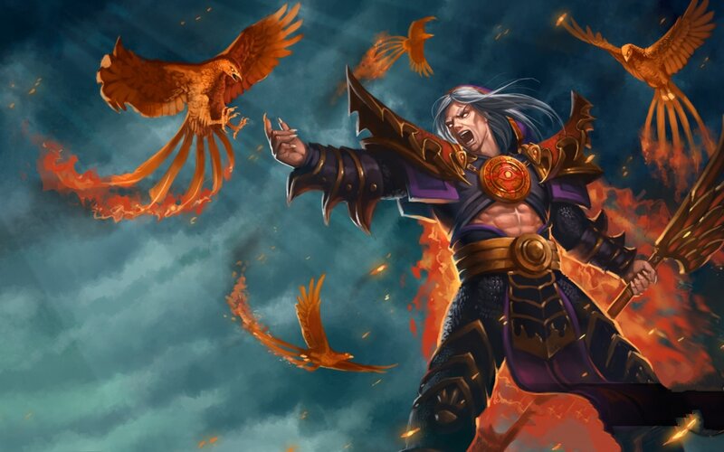 Warrior with Flaming Birds