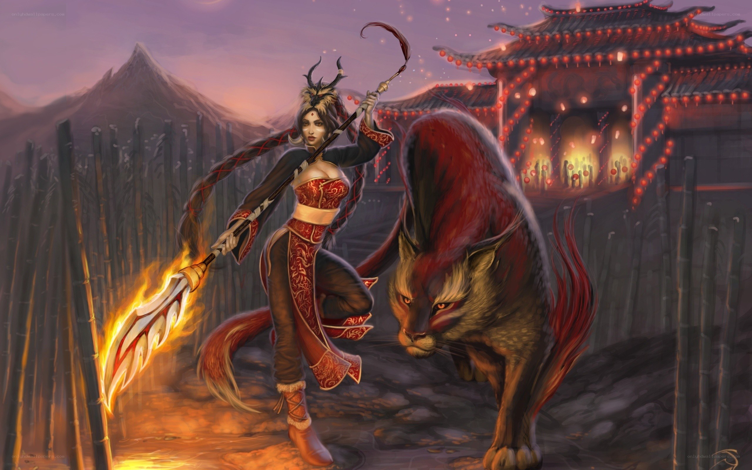 Warrior with flaming spear