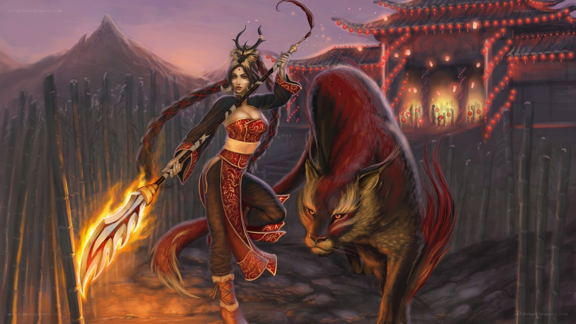 Warrior with flaming spear