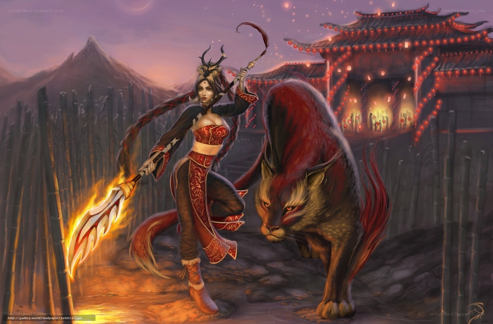 Warrior with flaming spear