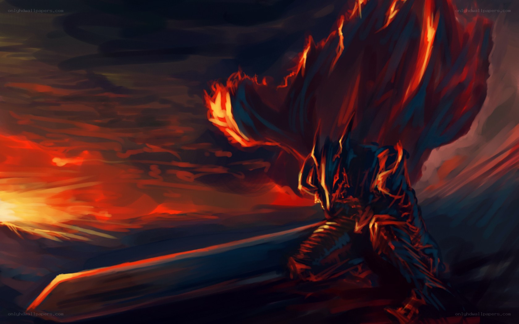 Warrior with flaming sword