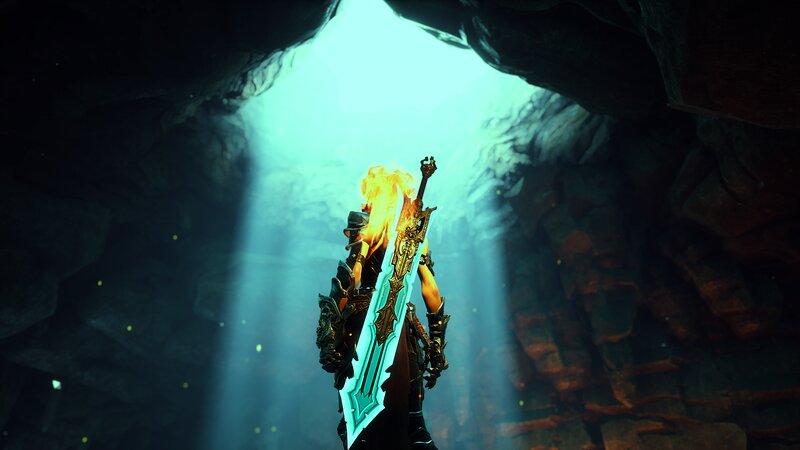 Warrior with Flaming Sword — Black, Dramatic, 3d Render