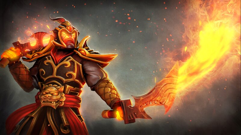 Warrior with Flaming Sword — Red, Dramatic, Digital Art, Flame