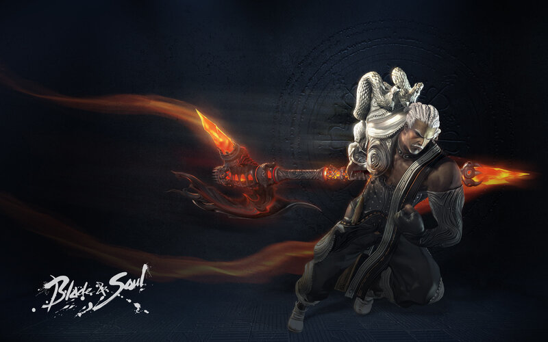 Warrior with Flaming Weapon — Black, Dramatic