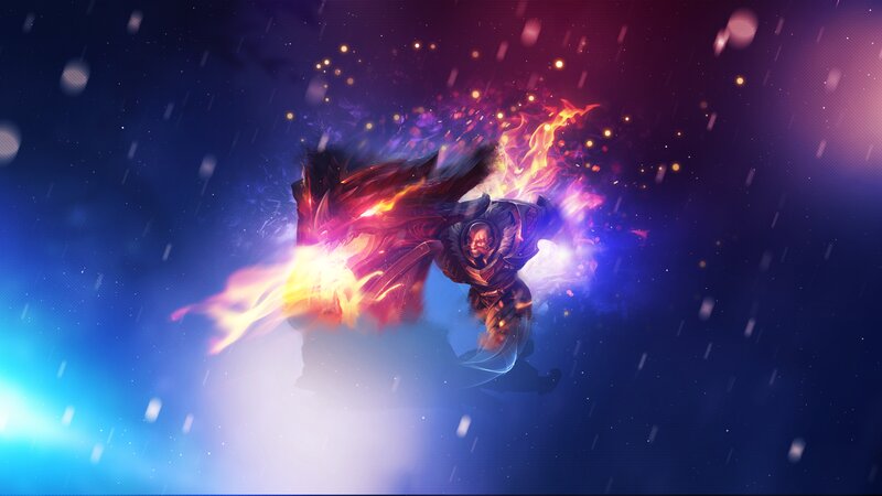 Warrior with Flaming Weapon — Blue