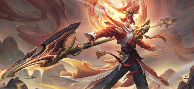 Warrior with Flaming Weapon — Red