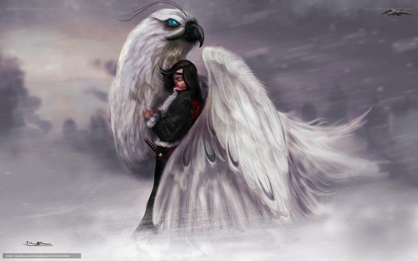 warrior with giant white bird