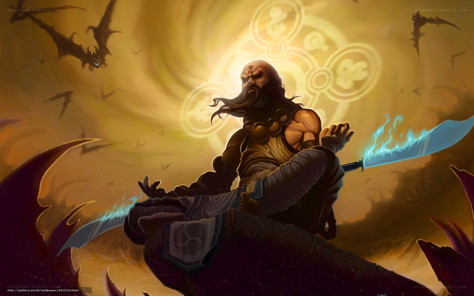 Warrior with glowing blades