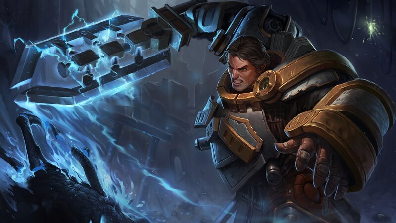 Warrior with Glowing Hammer — Blue