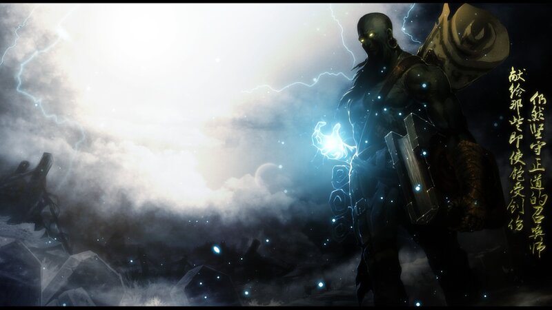Warrior with Glowing Hand — Black