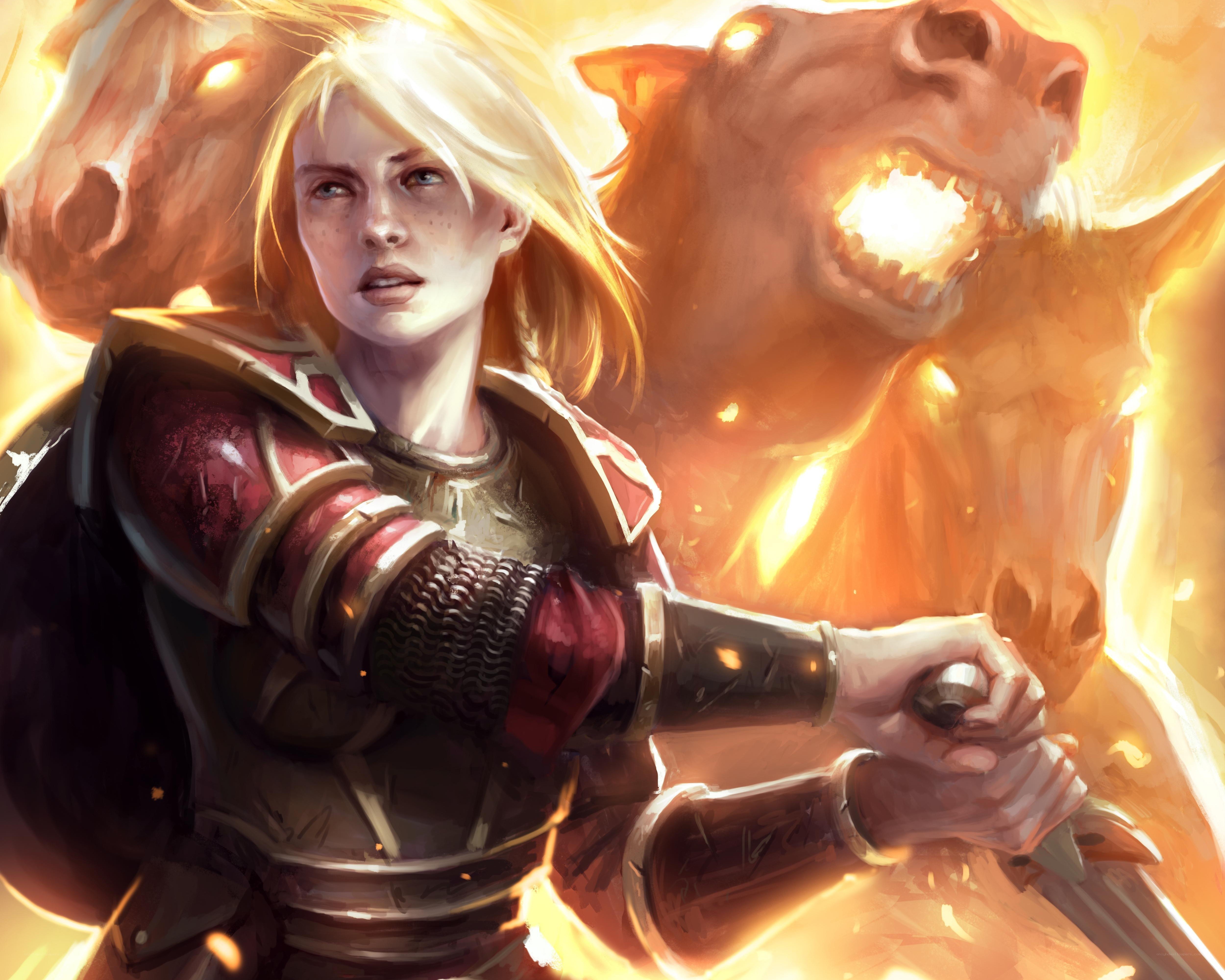 Warrior with glowing horse