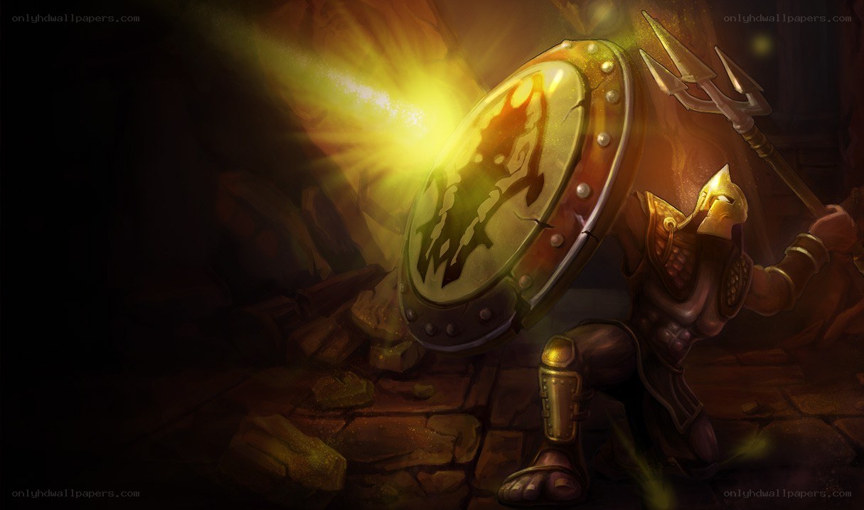warrior with glowing shield