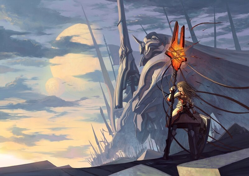 warrior with glowing staff