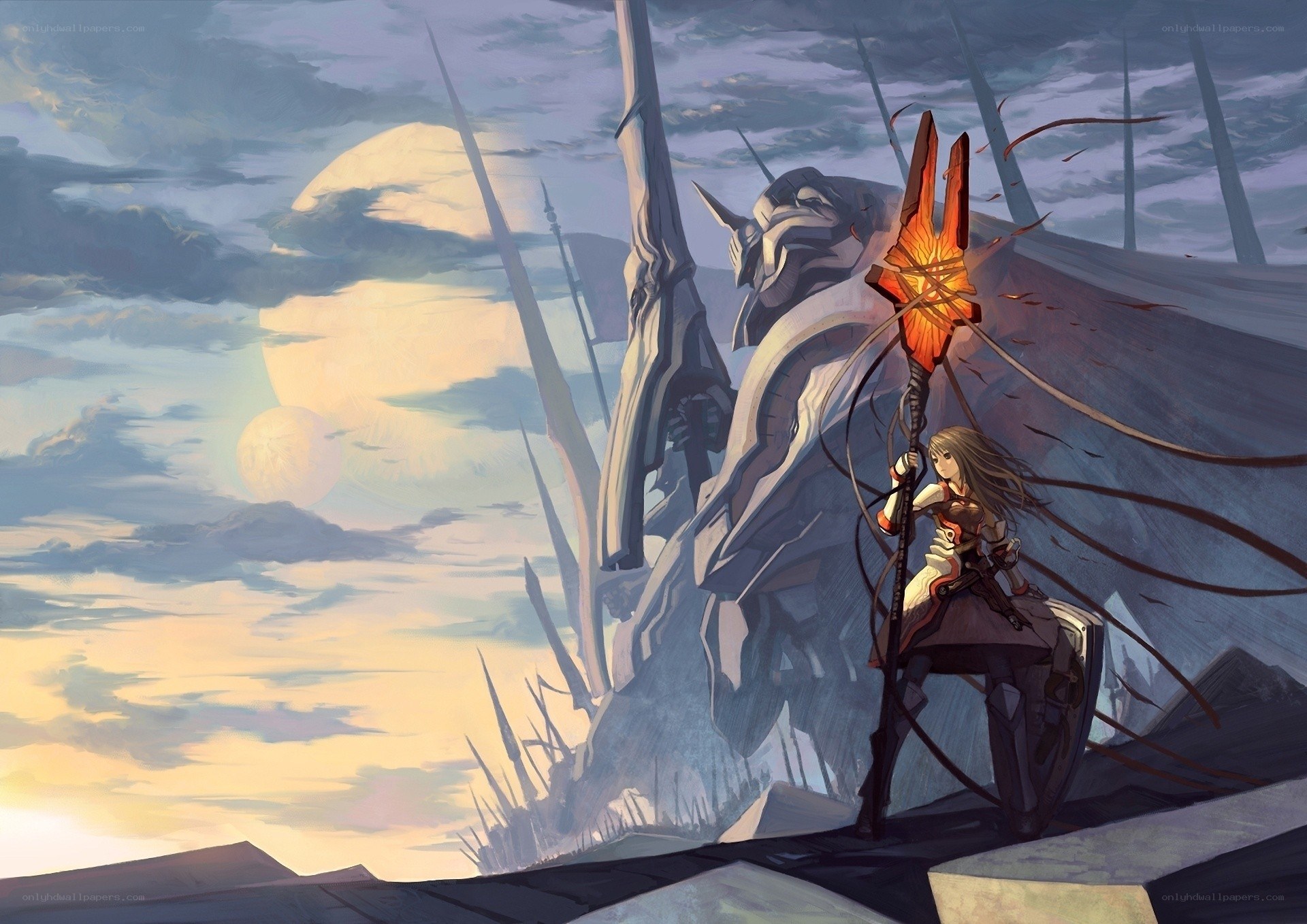 warrior with glowing staff