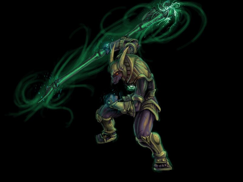 warrior with glowing staff