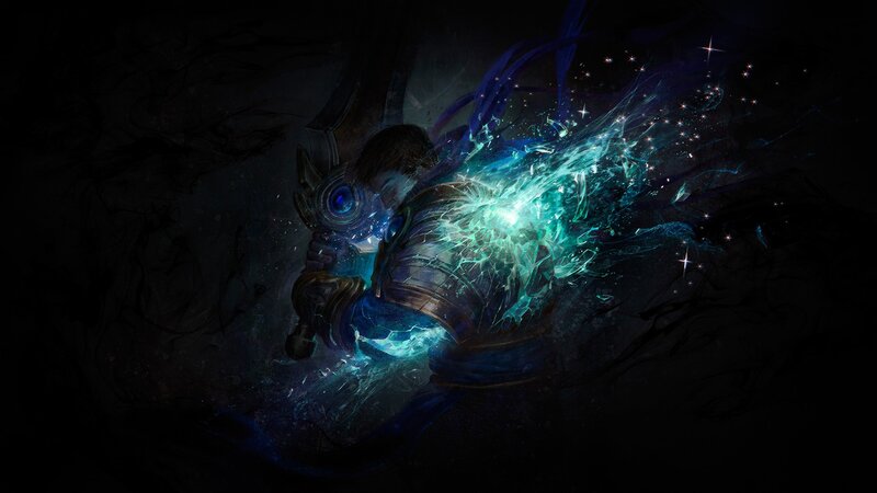 Warrior with Glowing Staff — Blue