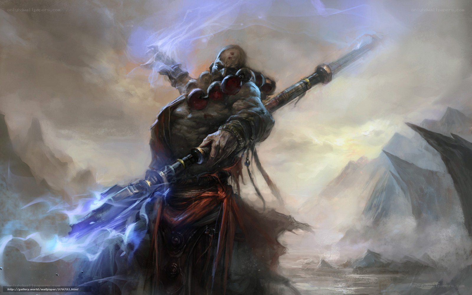 Warrior with glowing staff
