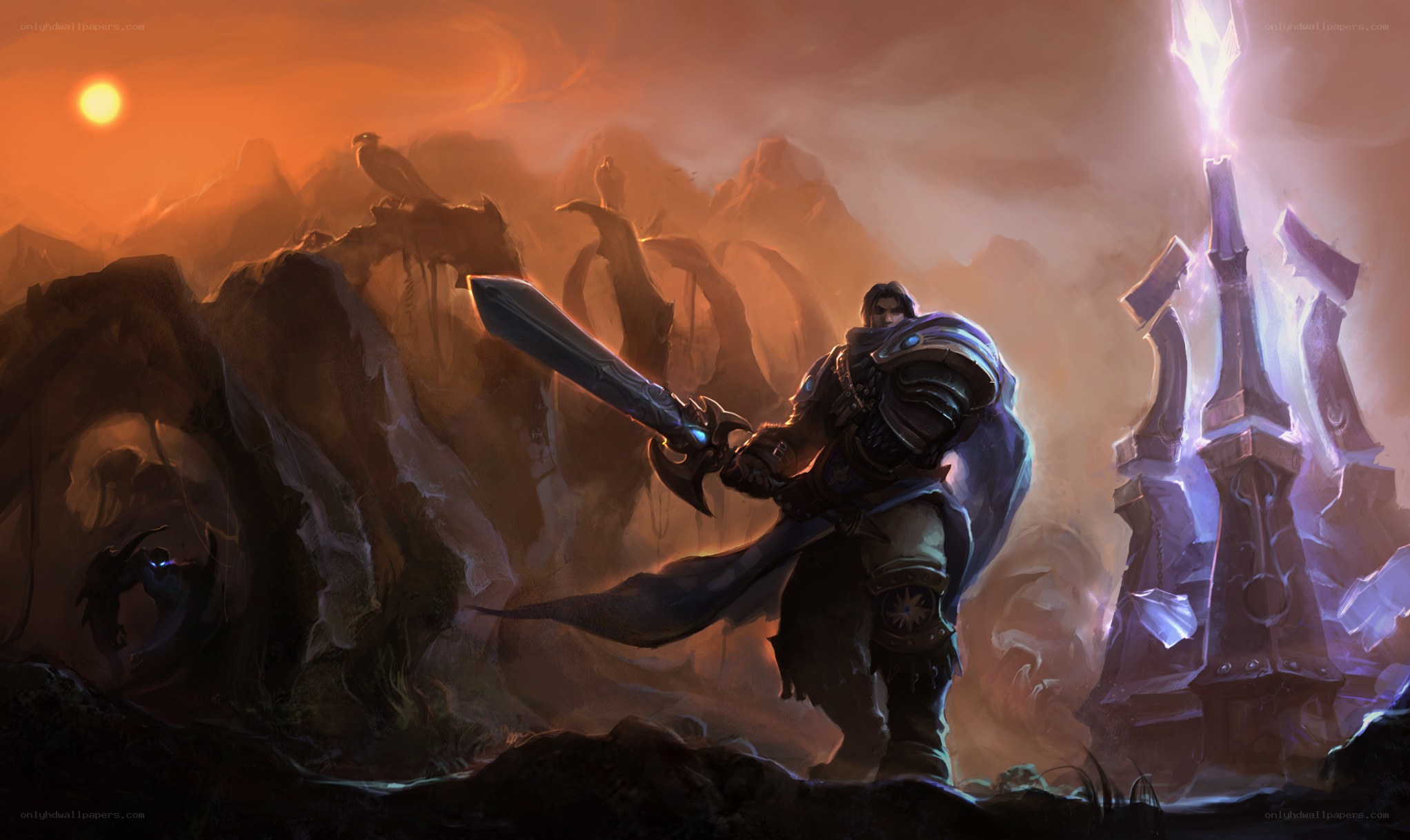 Warrior with glowing sword