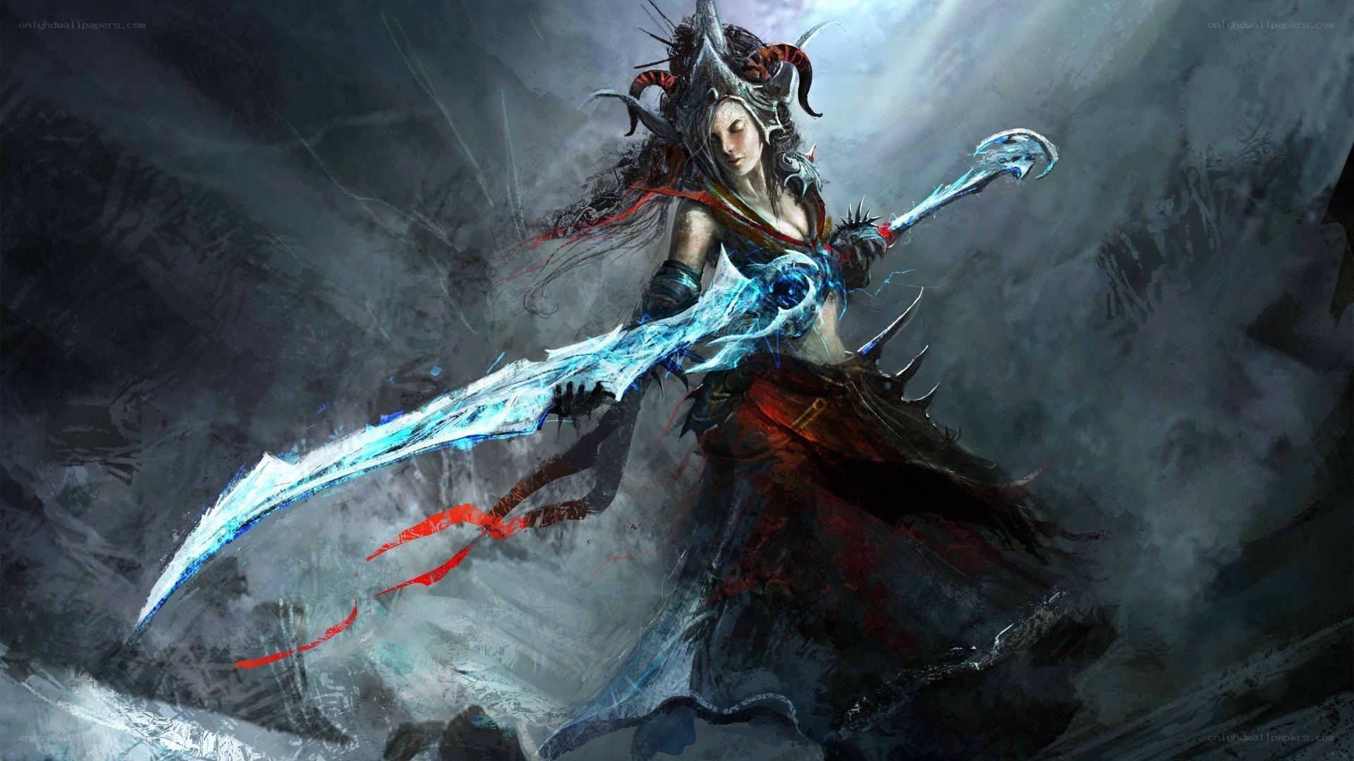 Warrior with glowing sword