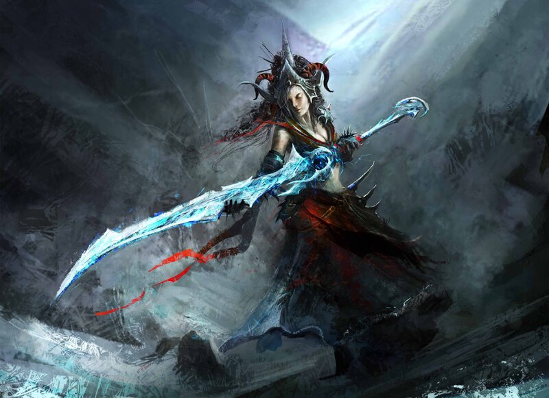 Warrior with glowing sword