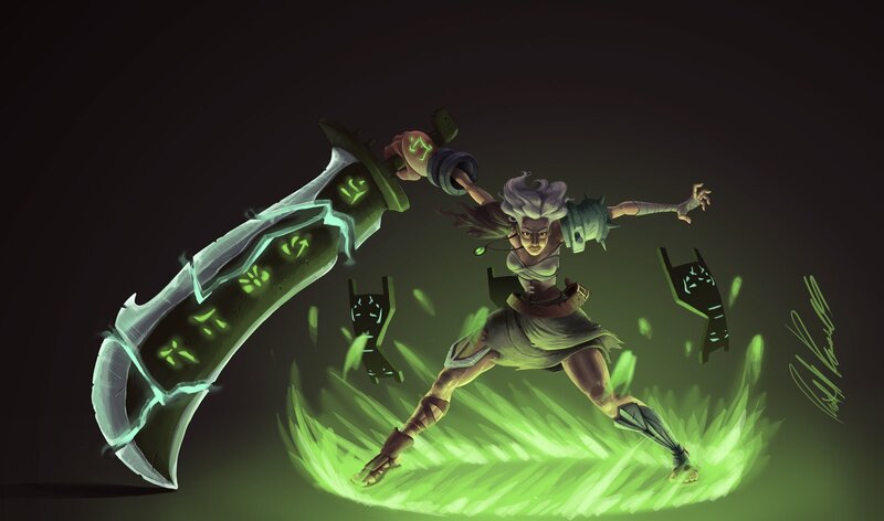 warrior with glowing sword