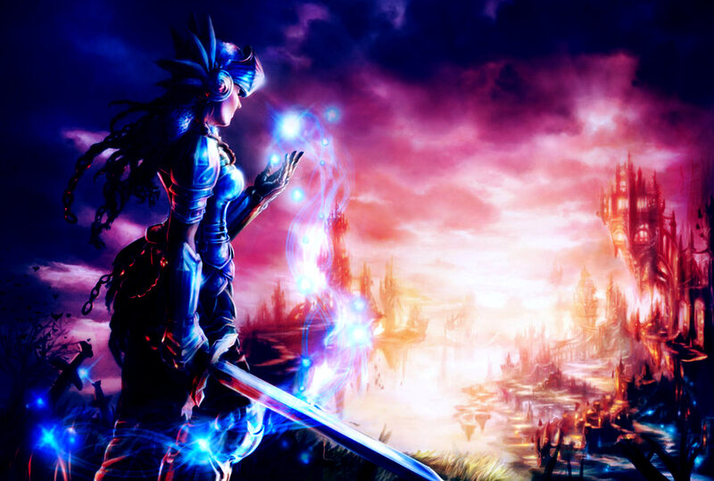 Warrior with glowing sword