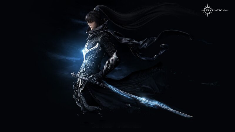 Warrior with Glowing Sword — Black, Dramatic, Night, Digital Art