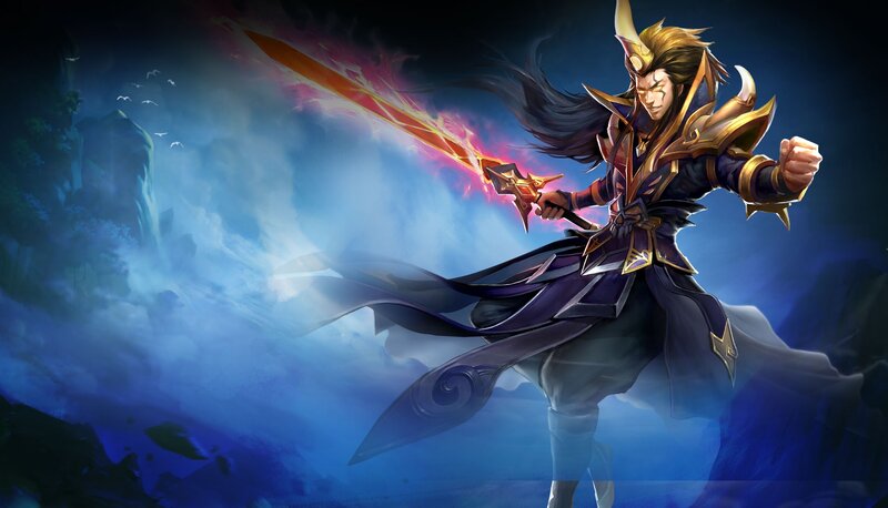Warrior with Glowing Sword — Blue, Dramatic, Night