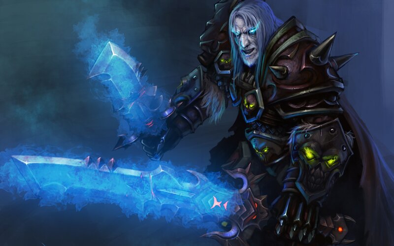 Warrior with Glowing Sword — Blue, Dramatic