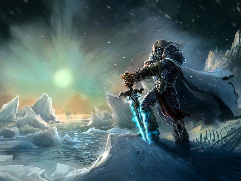 Warrior with Glowing Sword — Blue