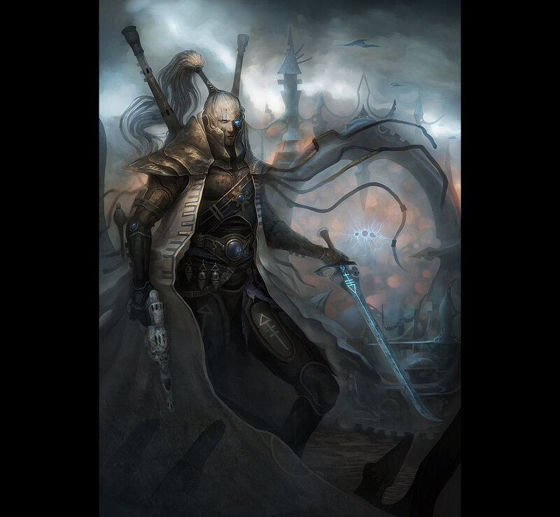 Warrior with Glowing Sword — Gray