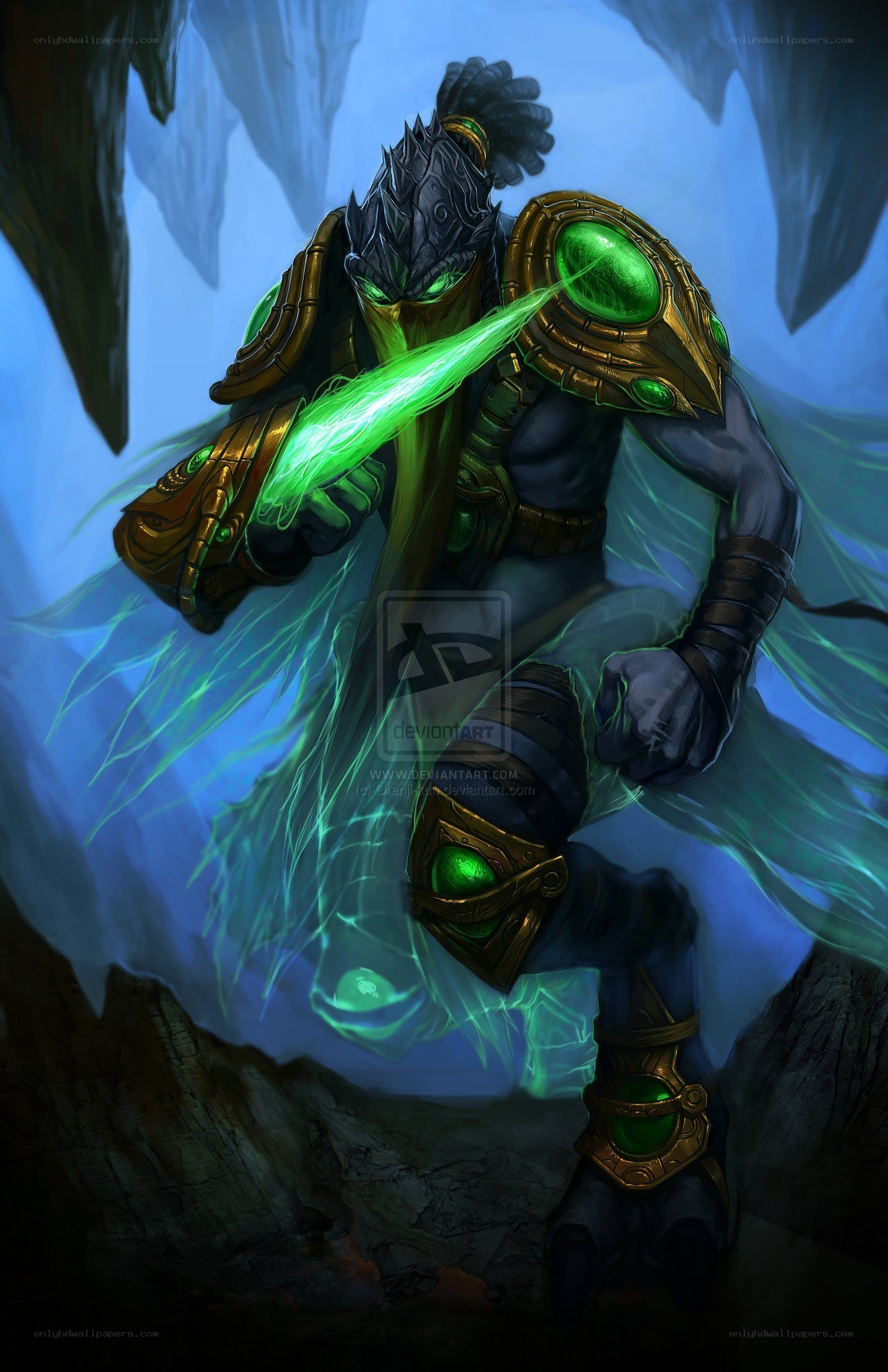 Warrior with green energy blade